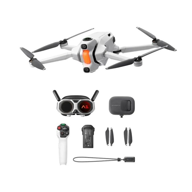 Дрон, ANTIGRAVITY, A1 Standard Bundle, 249 г, 360° dual-lens (верх + низ), 8K/30fps, 5.2K/60fps, 4K/100fps, 1/1.28", f/2.2, ISO 100–6400, 170 Мбит/с, 10 км (FCC), 25 мин, OmniLink 360 (2.4/5.1/5.8 ГГц), ~150 мс, 1419681 мм, белый
