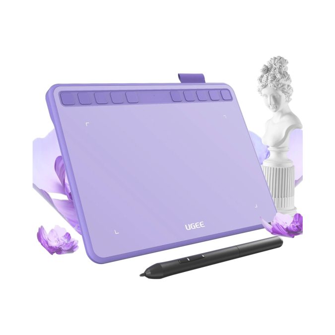 Графический планшет, Ugee, S640 Purple, Разрешение 5080 lpi, Чувствительность к нажатию 8192, Интерфейс USB-C, Рабочая область 6.5"х4", Пурпурный