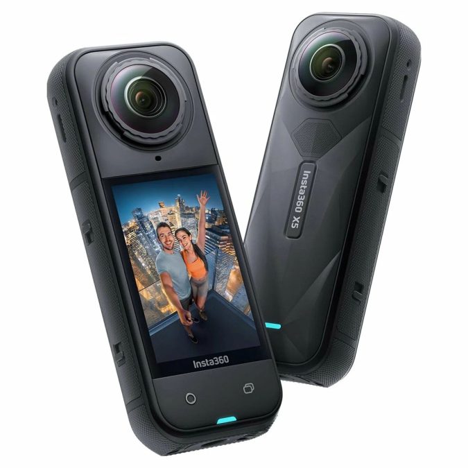 Экшн-камера, Insta360, X5 Standard Bundle, 215 г, 360° dual-lens, 8K/30fps, 5.7K+/30fps, 4K/120fps, 1/1.28", f/2.0, ISO 100–6400, 200 Мбит/с, PureVideo, сменные линзы, влагозащита до 15 м, до 208 мин, черный