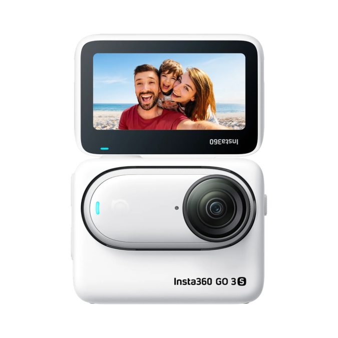 Экшн-камера, Insta360, GO 3S Standard Bundle 128 Gb, 39.1 г (модуль) / 96.3 г (Action Pod), широкоугольная, 4K/30fps, 2.7K/30fps, 1080p/120fps, f/2.8, ISO 100–3200, 128 Гб встроенной памяти, до 140 мин (с Action Pod), белый