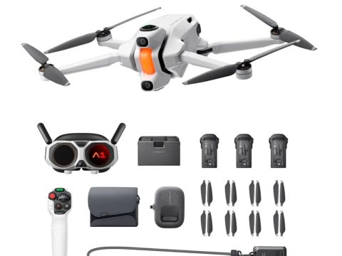 Дрон, ANTIGRAVITY, A1 Explorer Bundle, 249 г, 360° dual-lens, 8K/30fps, 1/1.28", f/2.2, комплектация с FPV-очками Vision Goggles и контроллером движения, 10 км (FCC), 25 мин, белый