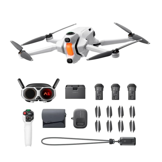 Дрон, ANTIGRAVITY, A1 Explorer Bundle, 249 г, 360° dual-lens, 8K/30fps, 1/1.28", f/2.2, комплектация с FPV-очками Vision Goggles и контроллером движения, 10 км (FCC), 25 мин, белый
