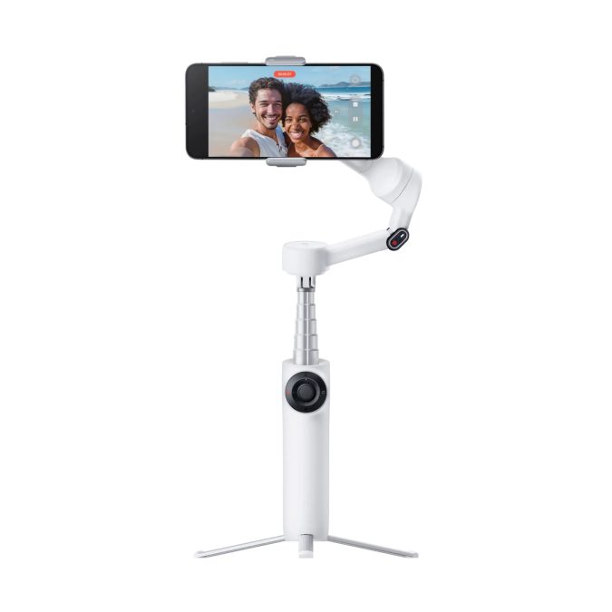 Стедикам, Insta360, Flow2 Standard Bundle White, 348 г, 3-осевая стабилизация, для смартфонов, ИИ-трекинг Deep Track 4.0, встроенный монопод 207 мм и трипод, Bluetooth 5.0, до 10 ч, белый