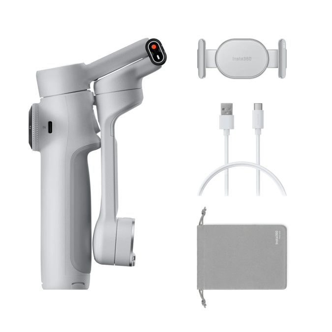 Стедикам, Insta360, Flow2 Standard Bundle Gray, 348 г, 3-осевая стабилизация, для смартфонов, ИИ-трекинг Deep Track 4.0, встроенный монопод 207 мм и трипод, Bluetooth 5.0, до 10 ч, серый