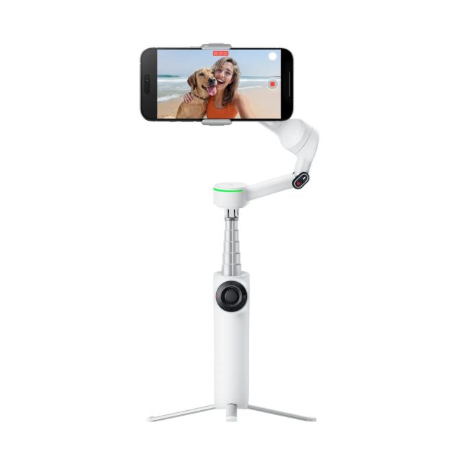 Стедикам, Insta360, Flow 2 Pro Standard Bundle / Summit White, 357 г, 3-осевая стабилизация, поддержка Apple DockKit, панорамное вращение 360°, ИИ-трекинг Deep Track 4.0, монопод 210 мм, до 10 ч, белый (Summit White)