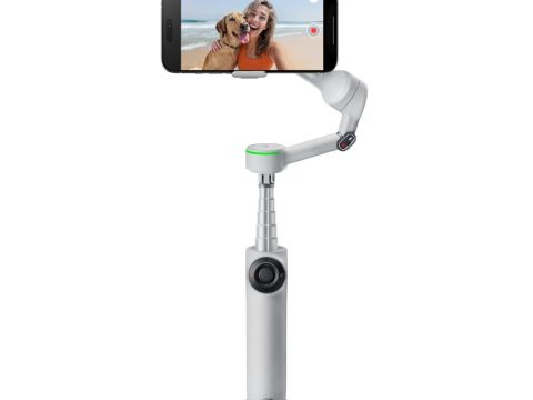 Стедикам, Insta360, Flow 2 Pro Standard Bundle / Stone Gray, 357 г, 3-осевая стабилизация, поддержка Apple DockKit, панорамное вращение 360°, ИИ-трекинг Deep Track 4.0, монопод 210 мм, до 10 ч, серый (Stone Gray)