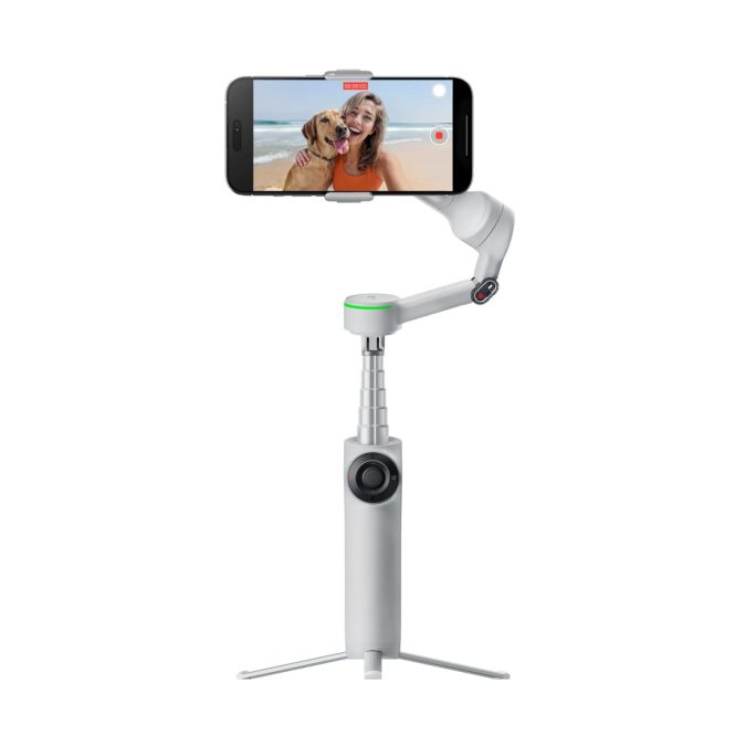 Стедикам, Insta360, Flow 2 Pro Standard Bundle / Stone Gray, 357 г, 3-осевая стабилизация, поддержка Apple DockKit, панорамное вращение 360°, ИИ-трекинг Deep Track 4.0, монопод 210 мм, до 10 ч, серый (Stone Gray)