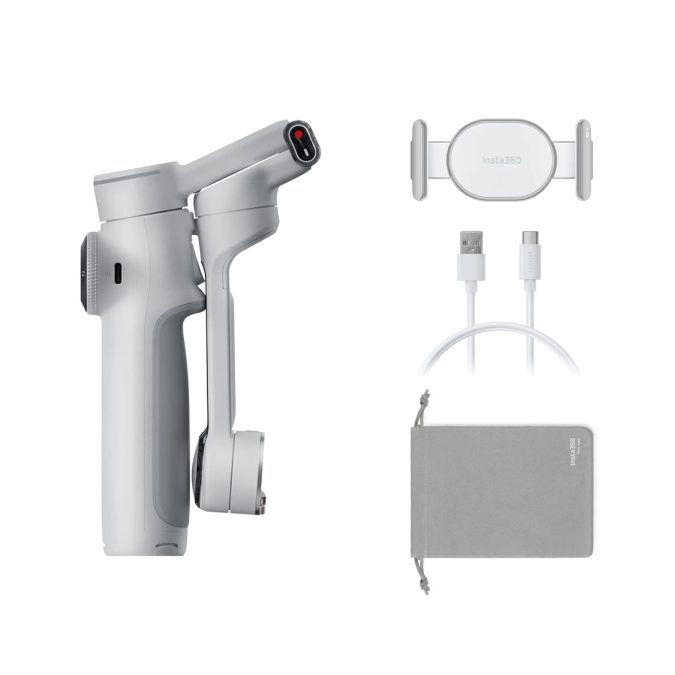 Стедикам, Insta360, Flow 2 Pro Standard Bundle / Stone Gray, 357 г, 3-осевая стабилизация, поддержка Apple DockKit, панорамное вращение 360°, ИИ-трекинг Deep Track 4.0, монопод 210 мм, до 10 ч, серый (Stone Gray)