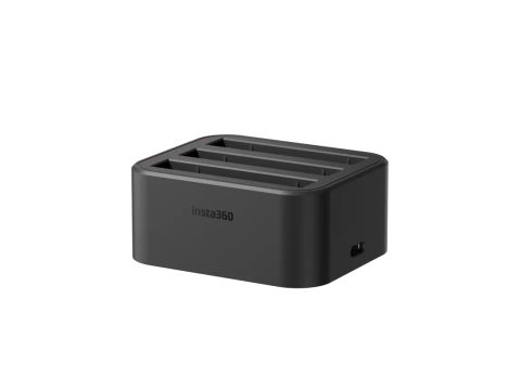 Зарядное устройство, Insta360, X3 Fast Charge Hub, 72 г, одновременная зарядка до 3-х батарей, индикация заряда, USB Type-C, время зарядки до 90 мин, черный