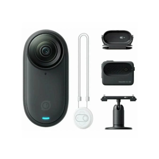 Экшн-камера, Insta360, GO 3S Standard Bundle 128 Gb, 39.1 г (модуль) / 96.3 г (Action Pod), широкоугольная, 4K/30fps, 2.7K/30fps, 1080p/120fps, f/2.8, ISO 100–3200, 128 Гб встроенной памяти, до 140 мин (с Action Pod), черный