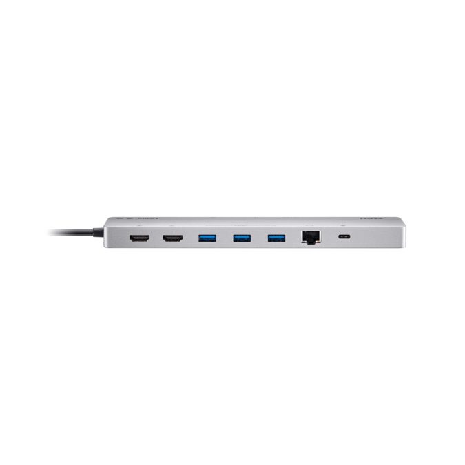 Док-станция, ATEN, UH3240-AT, USB-C 3.2 Gen 1, 11-в-1, 2HDMI, 3USB Type-A, 2USB-C, RJ-45, SD/microSD, аудио 3,5 мм, Power Delivery до 100 Вт