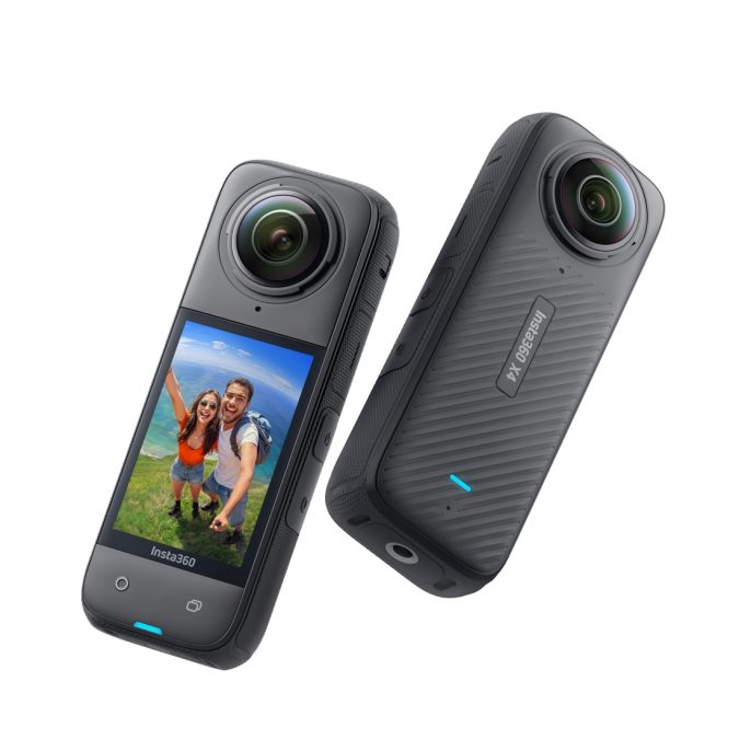 Экшн-камера, Insta360, X4 Standard Bundle, 203 г, 360° dual-lens, 8K/30fps, 5.7K/60fps, 4K/100fps, 1/2", f/1.9, ISO 100–6400, 200 Мбит/с, Active HDR, съемная защита линз, влагозащита до 10 м, до 135 мин, черный