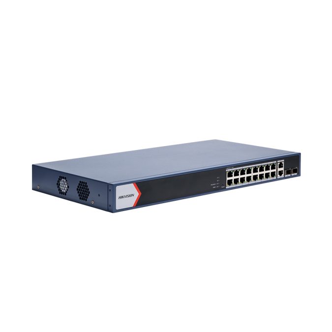 Коммутатор, Hikvision, DS-3E1520P-EI, управляемый L2, 16 портов 10/100/1000M PoE 230W, 2 порта 10/100/1000M, 2 порта SFP, стоечный