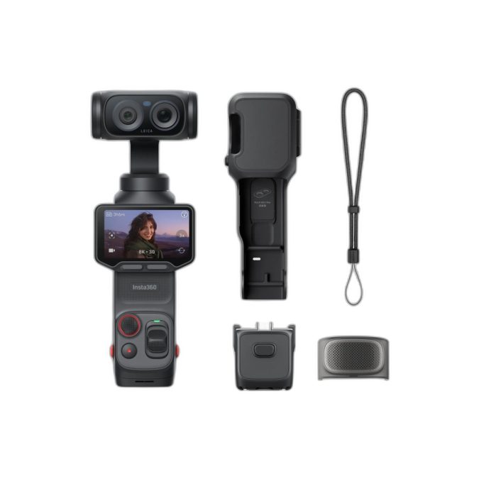 Экшн-камера, Insta360, Luna Ultra Standard Bundle, Двойная камера 8K/30fps, 4K/120fps, Зум до 12x, Leica Summicron, Тройной ИИ-чип, (Cosmic Black) Черный