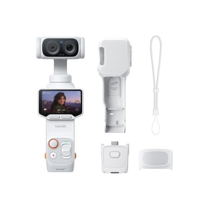 Экшн-камера, Insta360, Luna Ultra Standard Bundle, Двойная камера 8K/30fps, 4K/120fps, Зум до 12x, Leica Summicron, Тройной ИИ-чип, (Stellar White) Белый