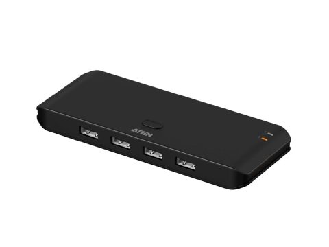 Переключатель (коммутатор) сигнала USB, ATEN, US4224-AT, Серия Essentials, 2-портовый USB 2.0, переключатель для совместного доступа 4-х периферийных устройств (Windows, Mac, Linux)
