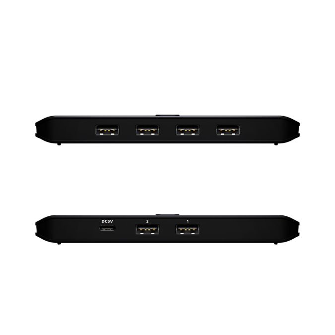 Переключатель (коммутатор) сигнала USB, ATEN, US4224-AT, Серия Essentials, 2-портовый USB 2.0, переключатель для совместного доступа 4-х периферийных устройств (Windows, Mac, Linux)