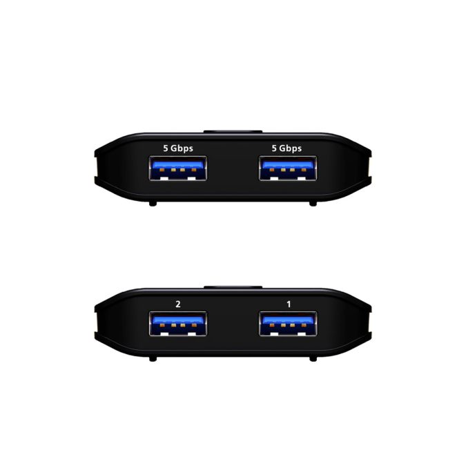Переключатель (коммутатор) сигнала USB, ATEN, US4322-AT, Серия Essentials, 2-портовый USB 3.2 Gen 1, переключатель для совместного доступа 2-х периферийных устройств (Windows, Mac, Linux)