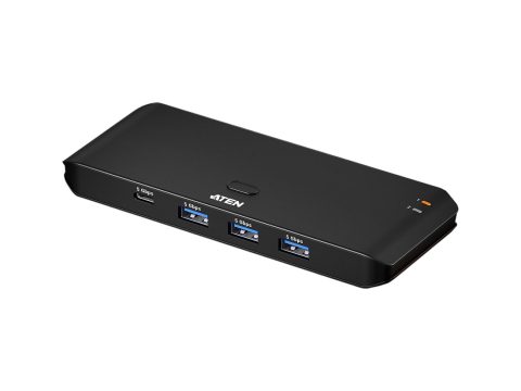 Переключатель (коммутатор) сигнала USB, ATEN, US5324-AT, Серия Essentials, 2-портовый USB Type-C, переключатель для совместного доступа 4-х периферийных устройств (3xUSB 3.2 Gen1 + 1xUSB Type-C) (Windows, Mac, Linux)
