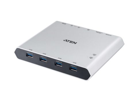 КВМ-переключатель, ATEN, US3311-AT-G, 2-портовый 4K DisplayPort, USB-C, KVM док-переключатель с функцией сквозной передачи питания, 4-х периферийных устройств (4xUSB 3.2 Gen1 + 1xUSB Type-C) (Windows, Mac, Linux)