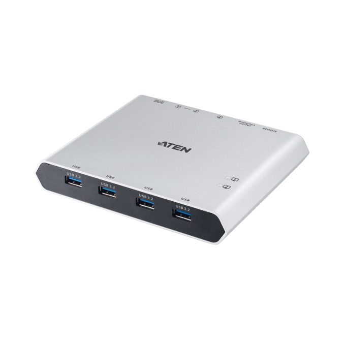 КВМ-переключатель, ATEN, US3311-AT-G, 2-портовый 4K DisplayPort, USB-C, KVM док-переключатель с функцией сквозной передачи питания, 4-х периферийных устройств (4xUSB 3.2 Gen1 + 1xUSB Type-C) (Windows, Mac, Linux)