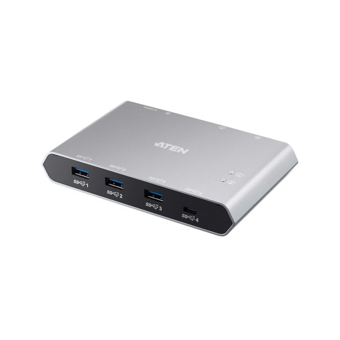 Переключатель (коммутатор) сигнала USB, ATEN, US3342-AT, 2-портовый USB-C Gen 2, для совместного доступа 4-х периферийных устройств (3xUSB 3.2 Gen 2 Type-A + 1xUSB 3.2 Gen 2 Type-C) (Windows, Mac, Linux)