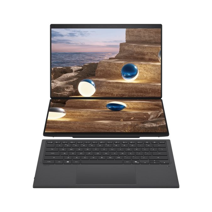Ноутбук, ASUS Zenbook Duo UX8407AA-SN152W, 90NB16V1-M00WR0, 14",3K 2880x1800, OLED, 144Hz, Core Ultra 9 386H, 32GB LPDDR5X, 1TB SSD Gen4, Intel Graphics, Windows 11 Home, Серый