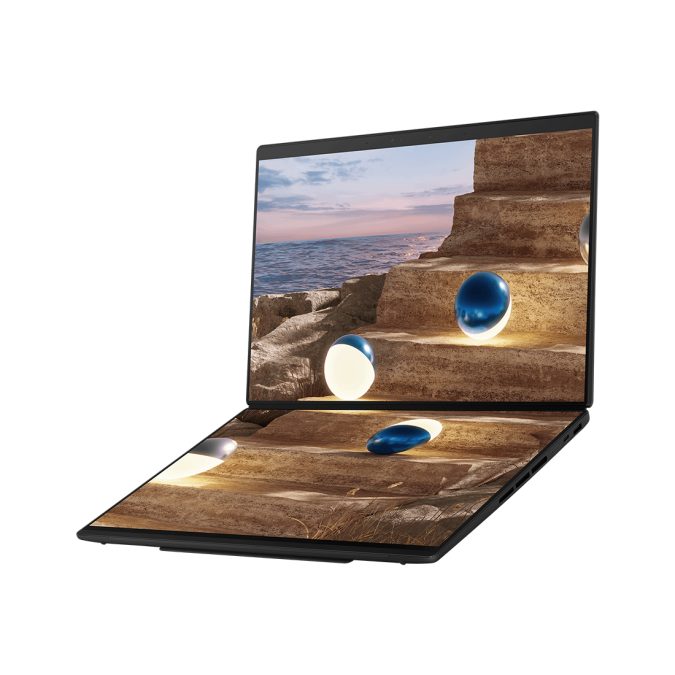 Ноутбук, ASUS Zenbook Duo UX8407AA-SN152W, 90NB16V1-M00WR0, 14",3K 2880x1800, OLED, 144Hz, Core Ultra 9 386H, 32GB LPDDR5X, 1TB SSD Gen4, Intel Graphics, Windows 11 Home, Серый
