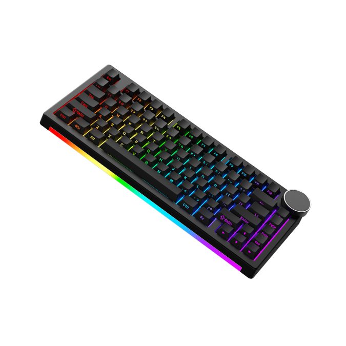 Клавиатура, Ajazz, AK820V2/Island/Black, AK820 V2, Магнитная, 75%, Ice Island Switches, Проводная, USB, Подсветка RGB, Анг/Рус, Чёрная