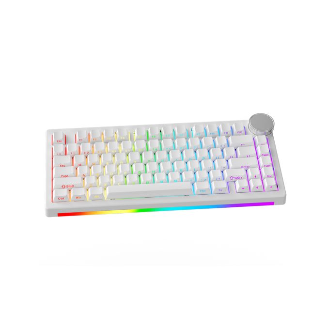Клавиатура, Ajazz, AK820V2/Island/White, AK820 V2, Магнитная, 75%, Ice Island Switches, Проводная, USB, Подсветка RGB, Анг/Рус, Белая