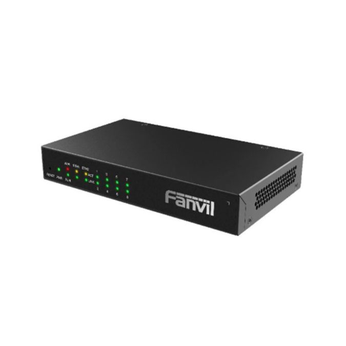 Шлюз VoIP, Fanvil, GA100-8, аналоговый VoIP-шлюз, 8xFXS RJ11 для подключения телефонов, факсов и POS-терминалов, 2xFE, SIP/IMS, VPN, T.38, аппаратное эхоподавление