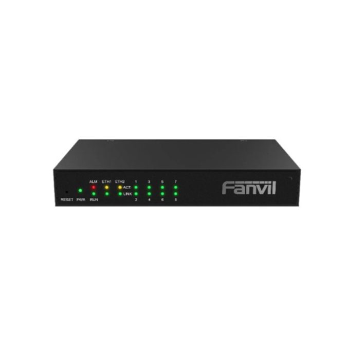 Шлюз VoIP, Fanvil, GA100-8, аналоговый VoIP-шлюз, 8xFXS RJ11 для подключения телефонов, факсов и POS-терминалов, 2xFE, SIP/IMS, VPN, T.38, аппаратное эхоподавление