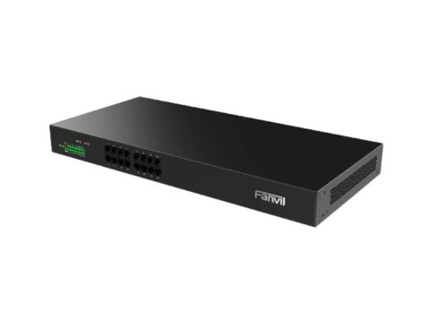 Шлюз VoIP, Fanvil, GA100-16, аналоговый VoIP-шлюз, 16xFXS RJ11 для телефонов, факсов и POS-терминалов, 4xGE, SIP/IMS, T.38, VPN, TLS/SRTP, IPv4/IPv6