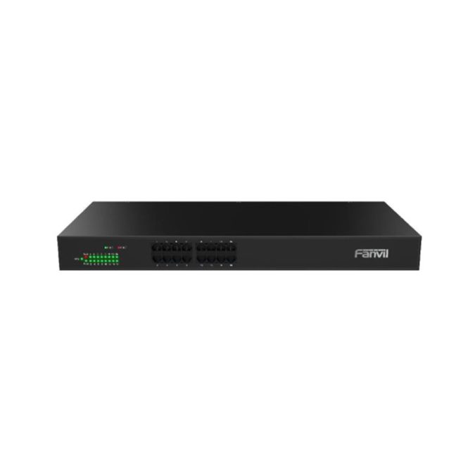 Шлюз VoIP, Fanvil, GA100-16, аналоговый VoIP-шлюз, 16xFXS RJ11 для телефонов, факсов и POS-терминалов, 4xGE, SIP/IMS, T.38, VPN, TLS/SRTP, IPv4/IPv6