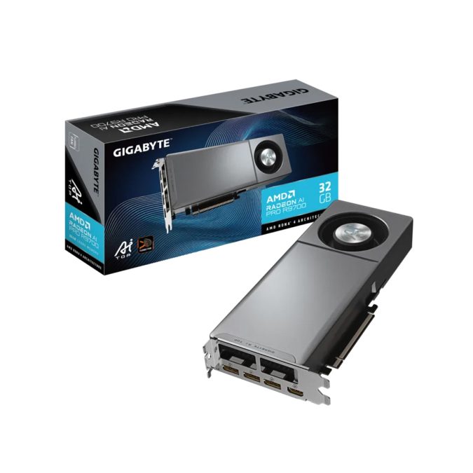 Видеокарта, Gigabyte, Radeon AI PRO R9700 AI TOP 32G (GV-R9700AI TOP-32GD) 4719331356613, DDR6, 256bit, 1-HDMI, 3-DP, TURBO Fan, 267*111*40 мм, Цветная коробка