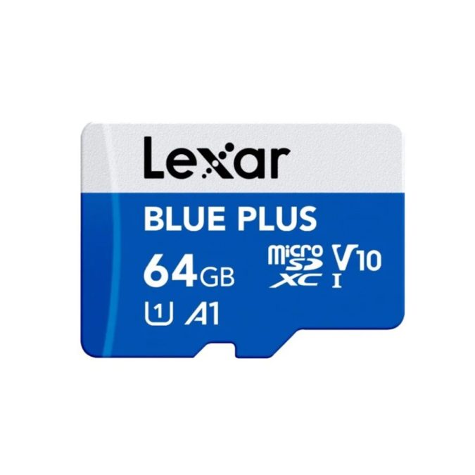 Карта памяти, Lexar, BLUE PLUS LMSBLPL064G-BNANG, microSDXC 64GB, A1, UHS-I (U1), V10, с адаптером