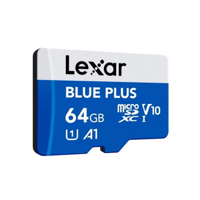Карта памяти, Lexar, BLUE PLUS LMSBLPL064G-BNANG, microSDXC 64GB, A1, UHS-I (U1), V10, с адаптером