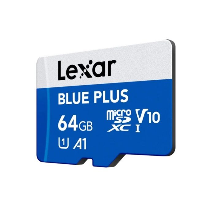 Карта памяти, Lexar, BLUE PLUS LMSBLPL064G-BNANG, microSDXC 64GB, A1, UHS-I (U1), V10, с адаптером