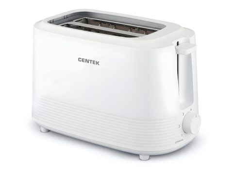 Тостер, Centek, СТ-1433, Мощность 700 Вт, Режимов прожарки 6, Количество 2 тоста, Поддон, Стоп, Цвет белый
