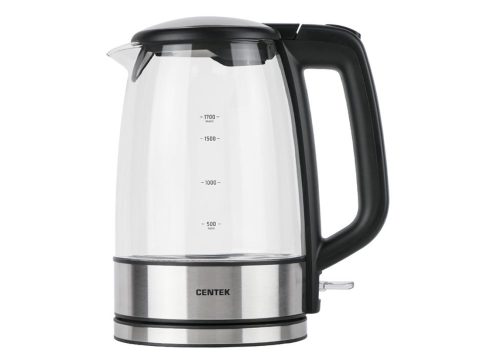 Чайник электрический, Centek, CT-0033, Стекло, Объем 1.7л, Мощность 2200 Вт, LED подсветка, Быстрое кипячение, Закрытый нагревательный элемент, Защита от включения без воды, Защита от перегрева