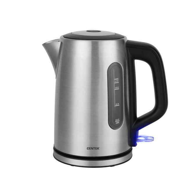 Чайник электрический, Centek, CT-1002, Объем 1,7л, Мощность 2200 Вт, Материал корпуса нержавеющая сталь, LED-индикаторы работы, Закрытый нагревательный элемент, Защита от включения без воды, Защита от перегрева, Фильтр от накипи, Длина кабеля 0,75м, Цвет Черный