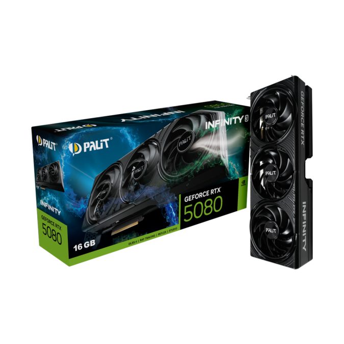 Видеокарта, PALIT, RTX5080 INFINITY 3 16GB (4710562245769), (NE75080019T2-GB2035S), GDDR7, 256bit, 3-DP, HDMI, 331.9*127.1*56.8 мм, Цветная коробка